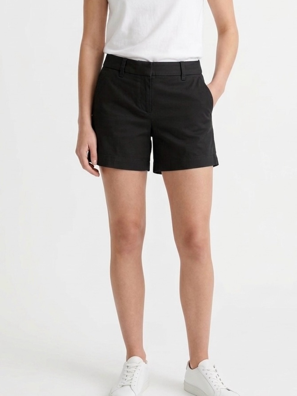 J.Crew Factory Black Chino Shorts Solid Tailored Elevated Basics Size 4 NWT